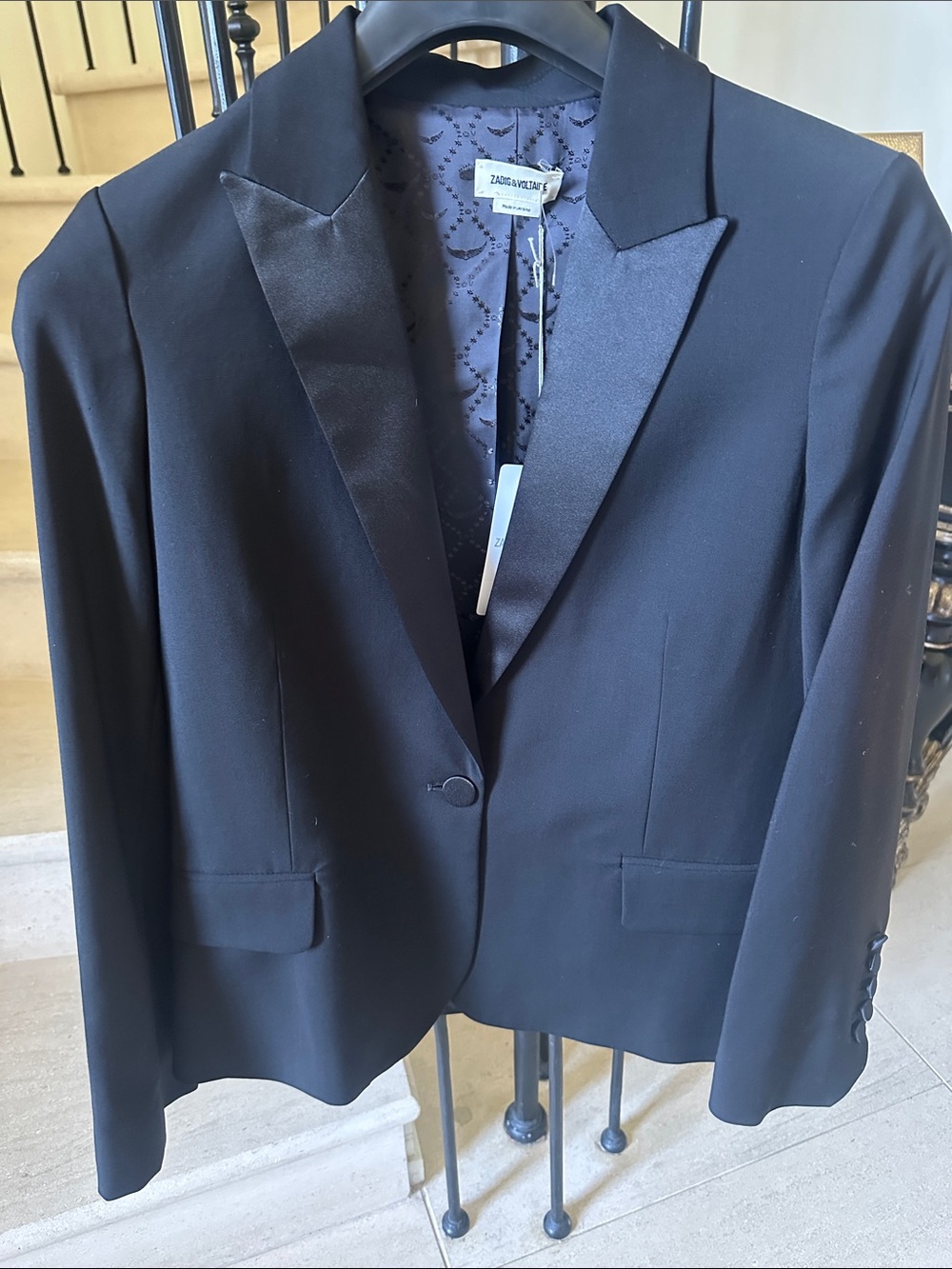 Zadig & Voltaire Black Satin-Lapel Women's Blazer